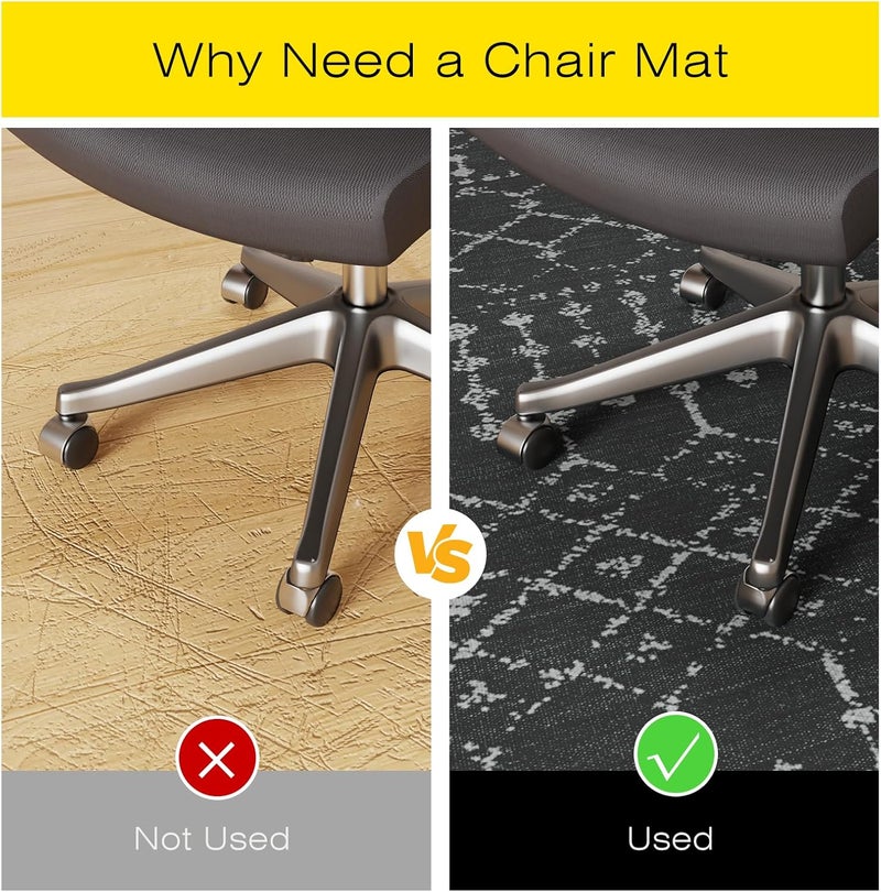 FUNMAT Office Chair Mat for Hardwood & Tile Floors, 55" x 36" Desk Chair Mat, Non-Slip Floor Protector for Rolling Chairs, Machine Washable Area Rug for Home Office, Black - Image 4